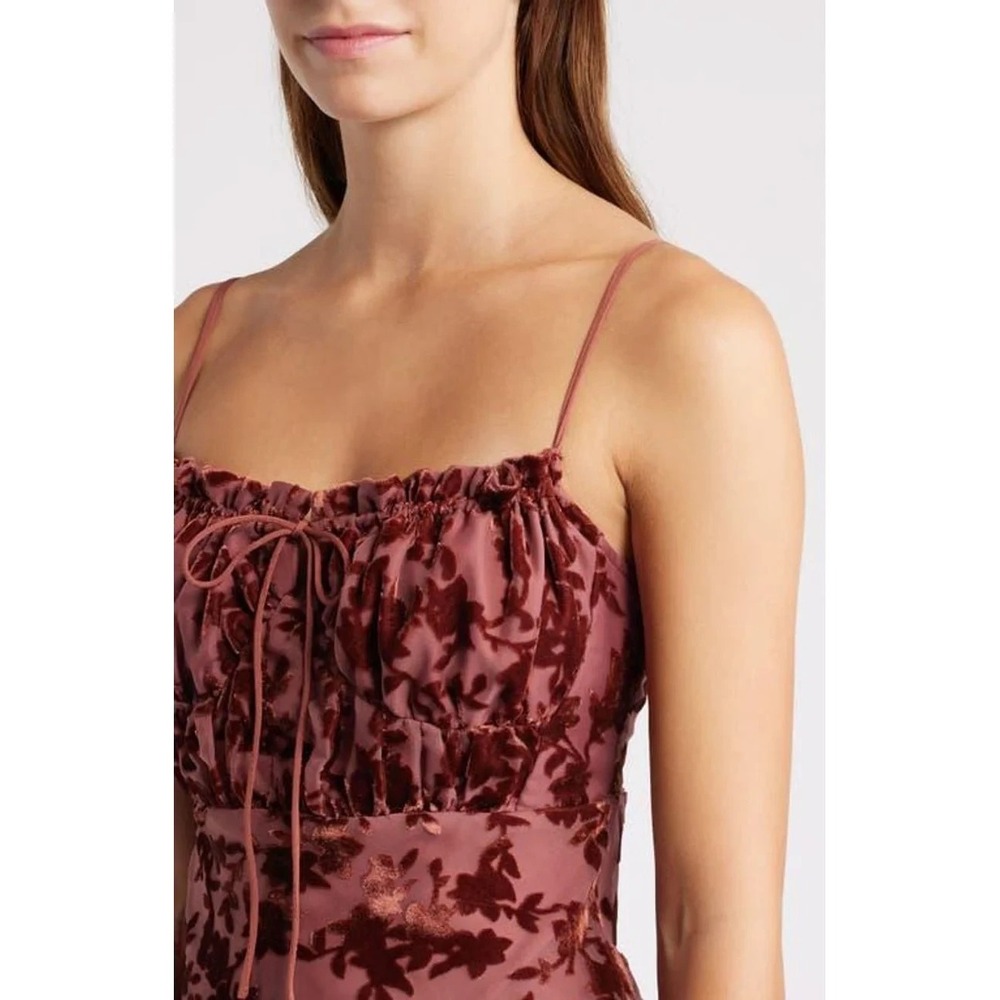 Rare London Velvet Burnout Maxi Dress Tie Front Bodycon Evening Gown 4 New - Picture 2 of 16
